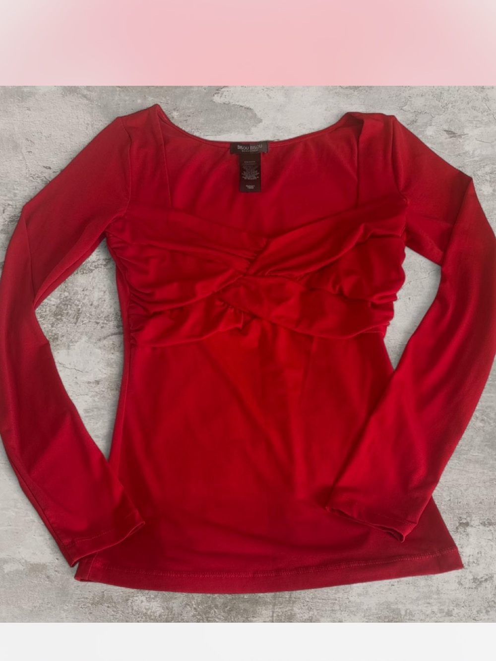 Vintage Y2K Bisou Bisou Slinky Red Twist Front Party Top XS